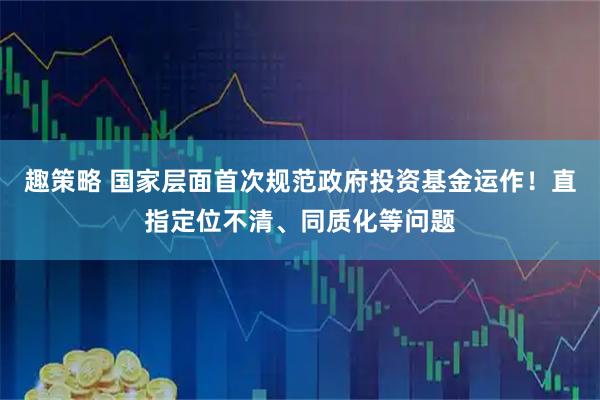 趣策略 国家层面首次规范政府投资基金运作！直指定位不清、同质化等问题